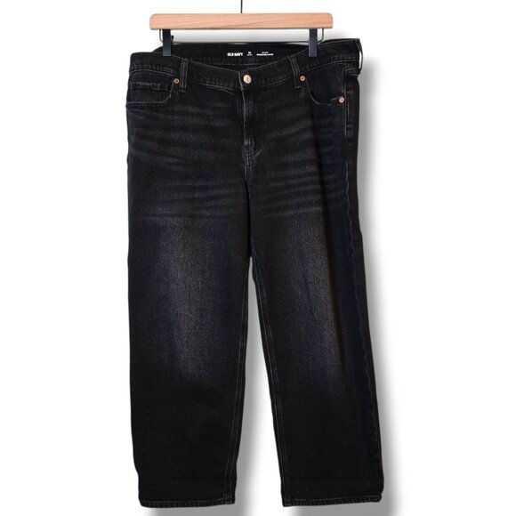 Old Navy jeans womens 14P black boyfriend loose relaxed mid-rise - Picture 1 of 9